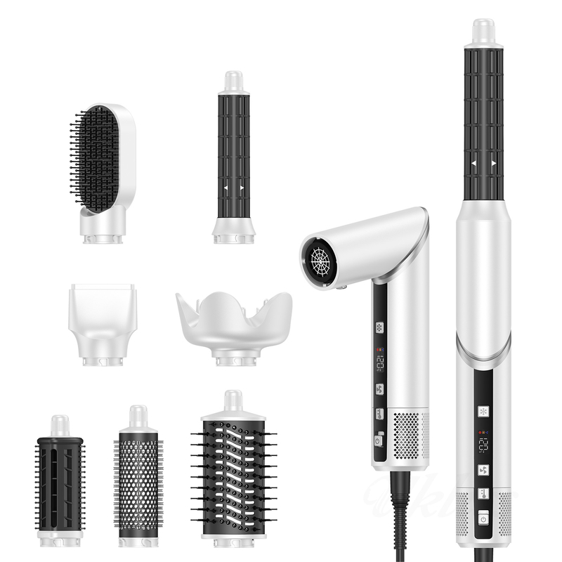 Secador de cabelo profissional de ar quente de secagem rápida 8 em 1 escova com curva de enrolamento automático e cabo de alimentação de 2M 1500W Multi-Styler