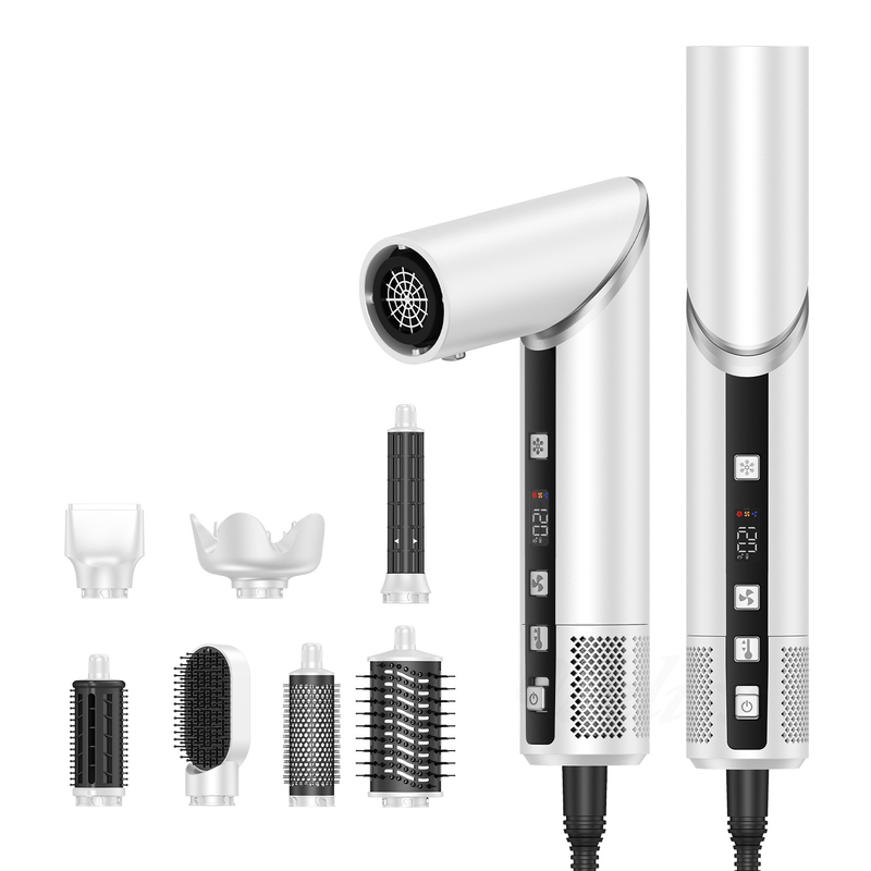 Secador de cabelo profissional de ar quente de secagem rápida 8 em 1 escova com curva de enrolamento automático e cabo de alimentação de 2M 1500W Multi-Styler