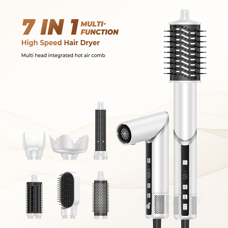 Secador de cabelo profissional de ar quente de secagem rápida 8 em 1 escova com curva de enrolamento automático e cabo de alimentação de 2M 1500W Multi-Styler