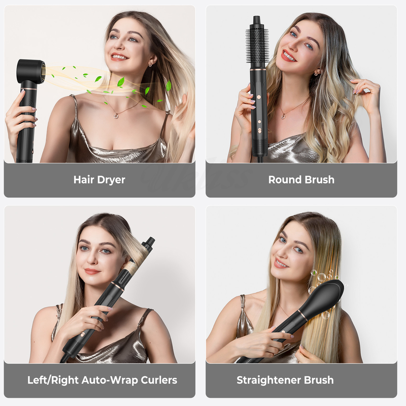 Professional Air Hot Styling Secador de cabelo escova 5 em 1 Velocidade Negativo Iônico Secagem Rápida Frio 4 engrenagem Voltagem 110V / 50HZ 240V / 60HZ