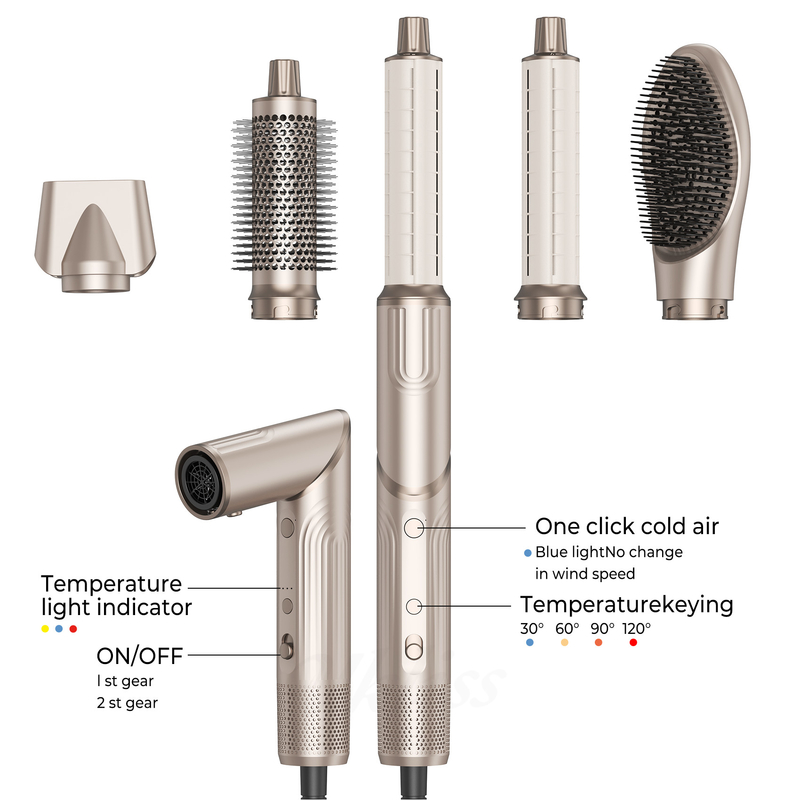 5 em 1 secador de cabelo dobrável escova sopro de vento alta velocidade turbo sopro secador de cabelo profissional escova 500 milhões iônico negativo secador de cabelo