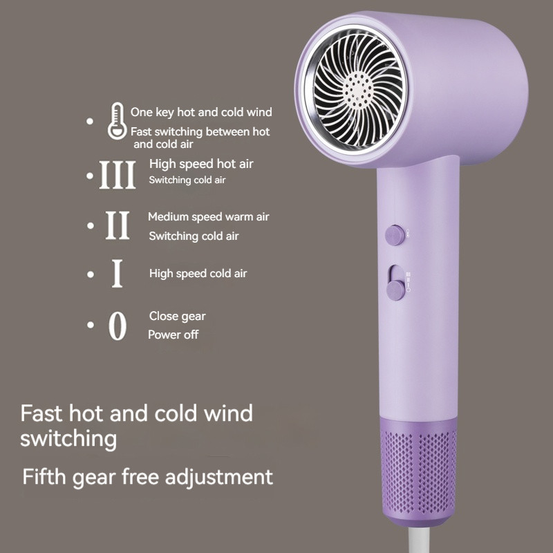 2000W Roxo Alta Velocidade Raio Azul Íon Negativo Revair Secador de cabelo Temperatura ajustável para uso doméstico
