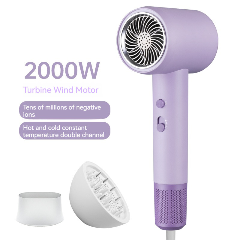 2000W Roxo Alta Velocidade Raio Azul Íon Negativo Revair Secador de cabelo Temperatura ajustável para uso doméstico